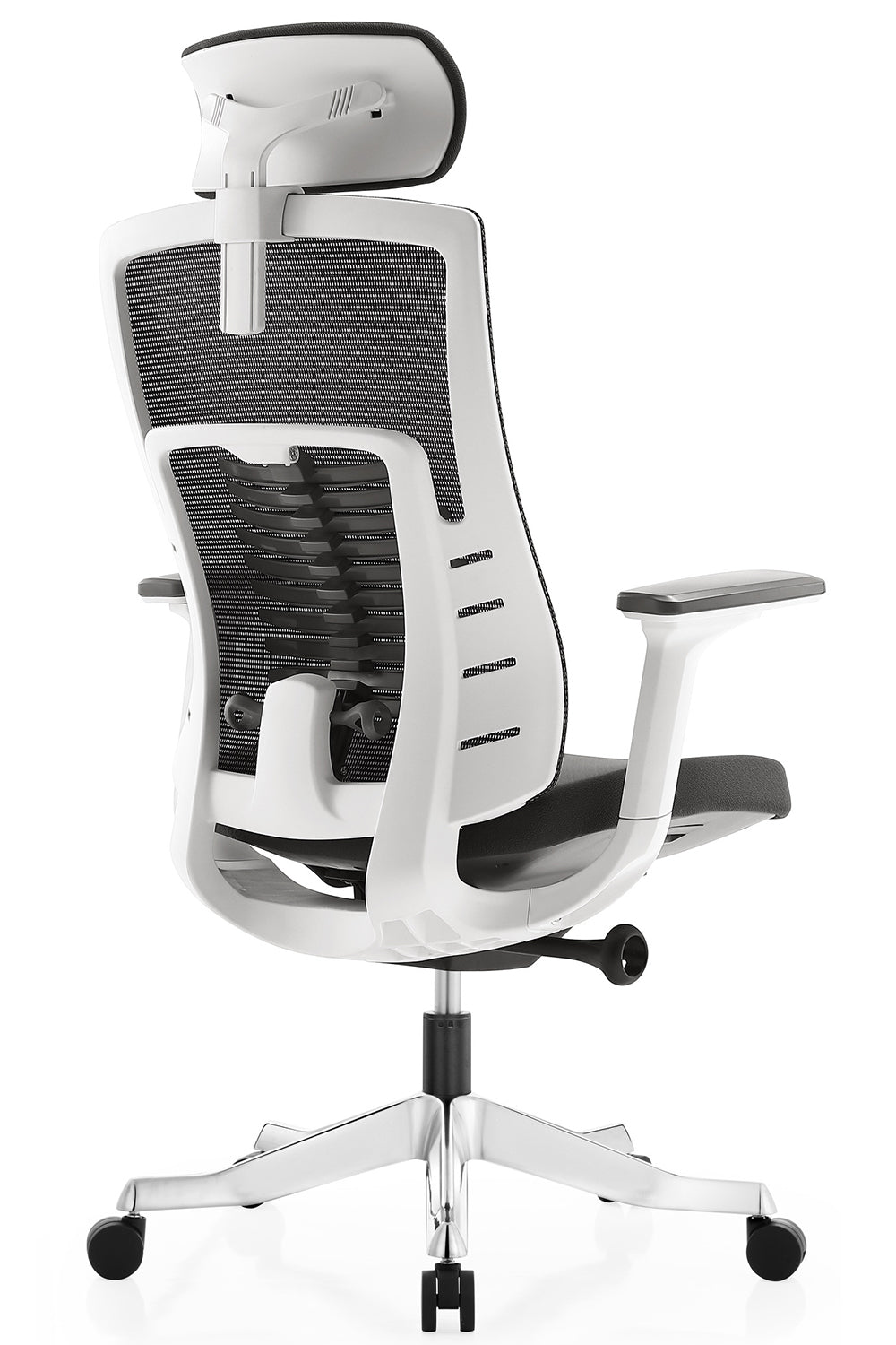 Apollo High Back 3D Workstation Swivel Chair with Cushion Seat And Aluminum die cast Base  - White