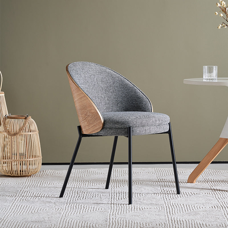 Hanoi Modern Fabric Upholstered Chair With Metal Legs - Grey