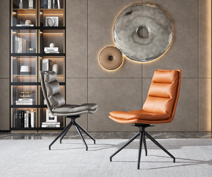 Luxe Revolving Chair With Metal Base - Brown