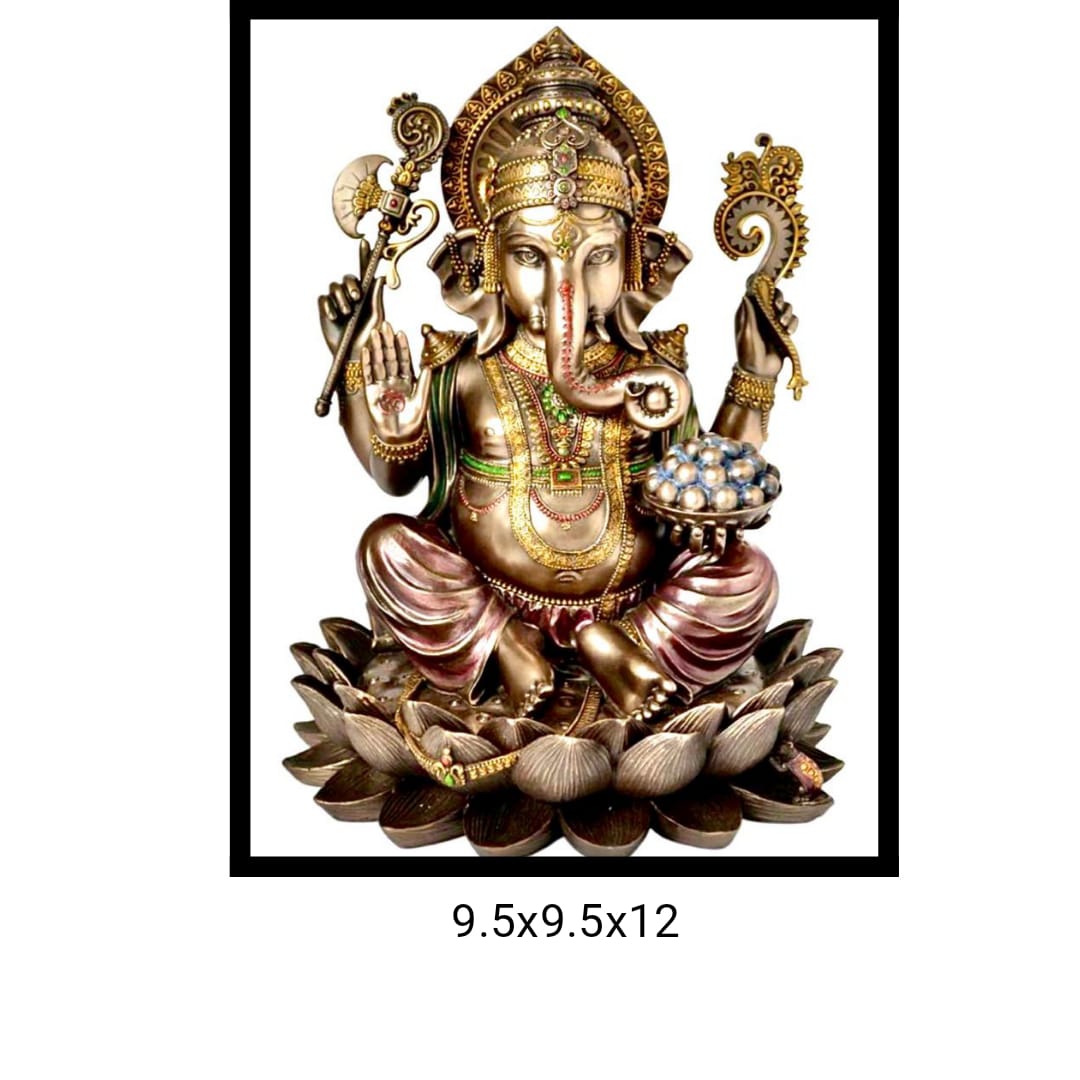 Lord Ganesha Idol made of Bronze Composite - 9.5 x 9.5 x 12 Inch, 2.9 Kg