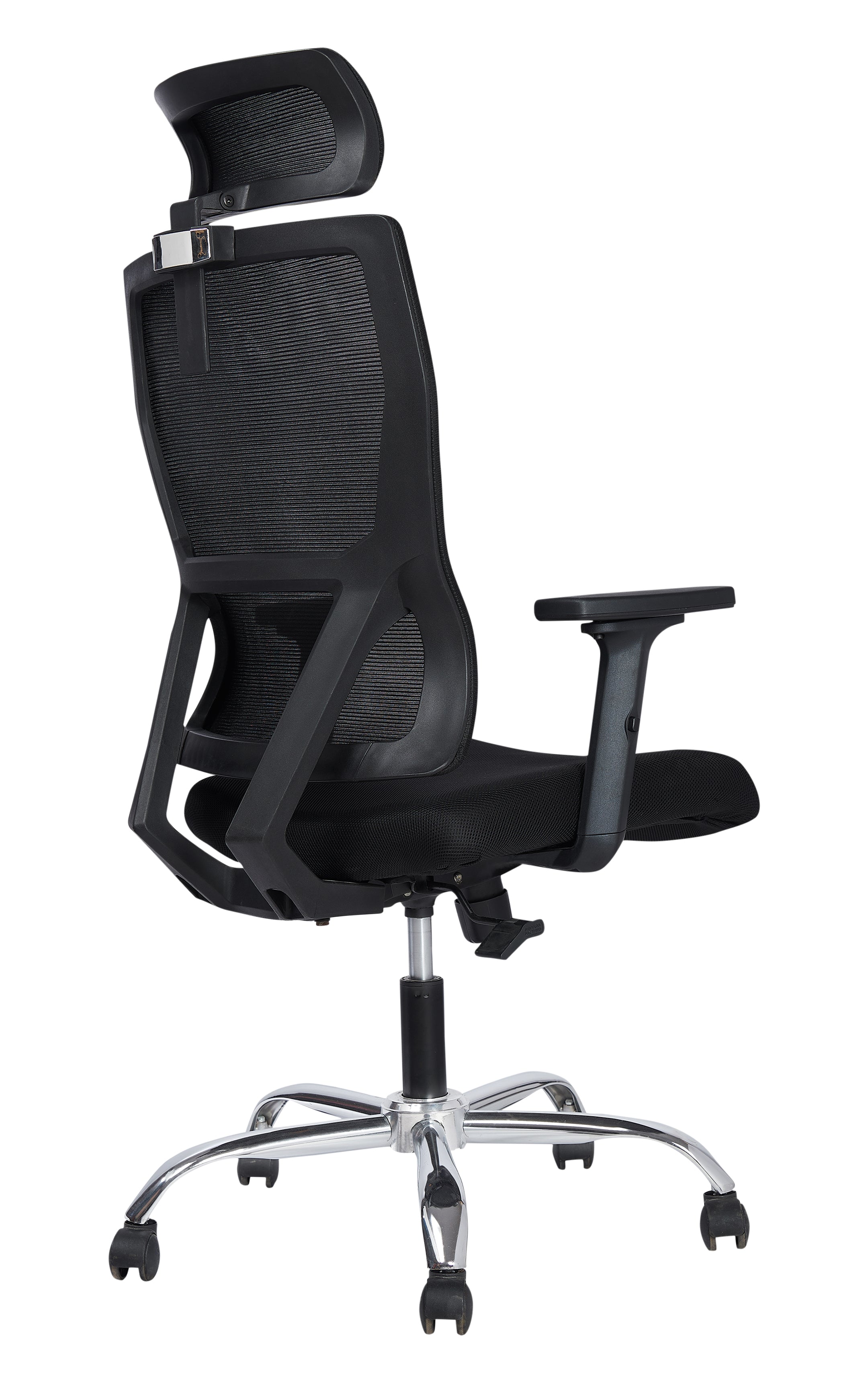 Agustin High Back Ergonomic Office Chair With Cushion Seat, 2D Armrest And Chrome Base with Nylon Castors- Black