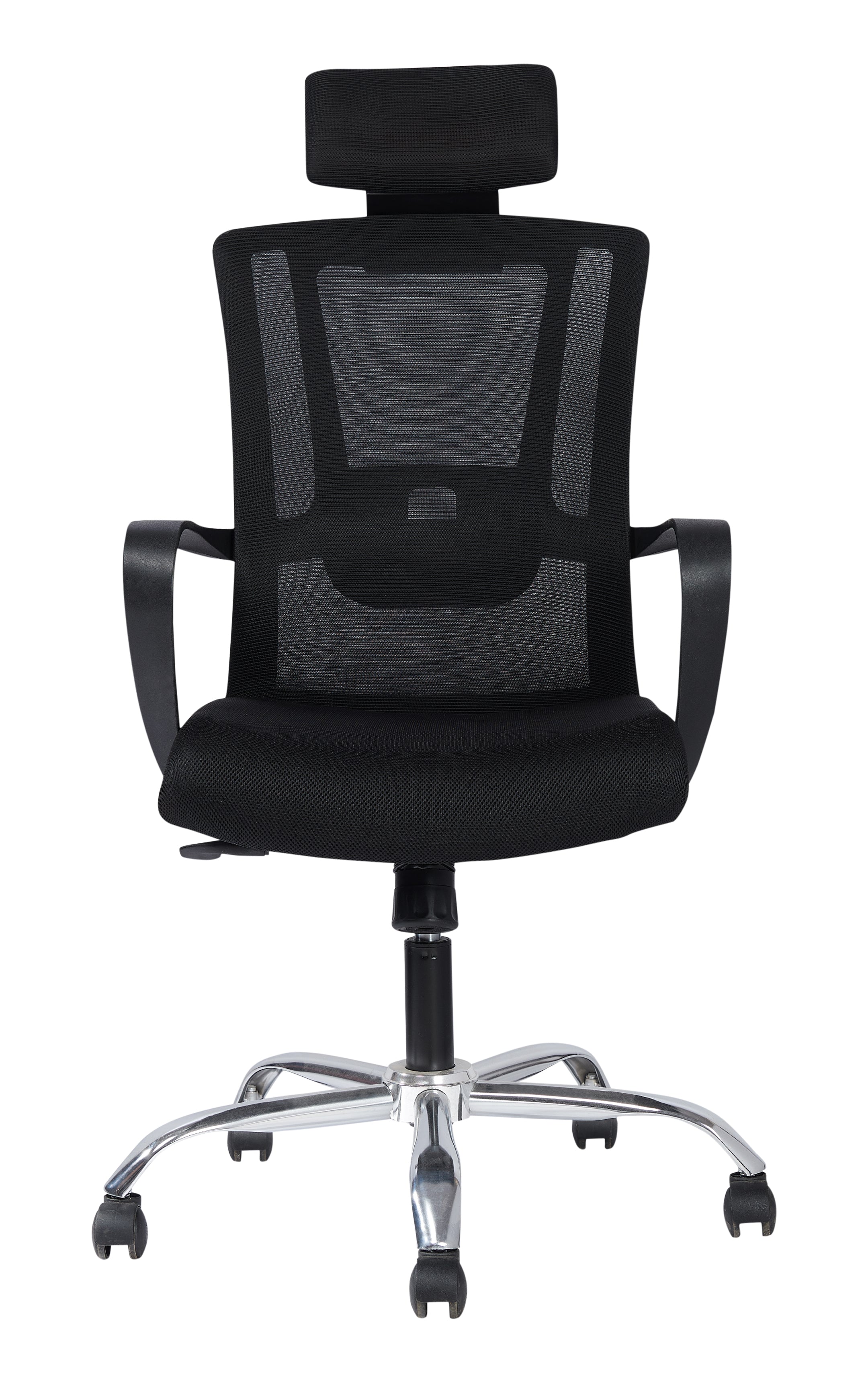 Eiger High back Office Work Station Chair with Cushion Seat And Chrome Base - Black