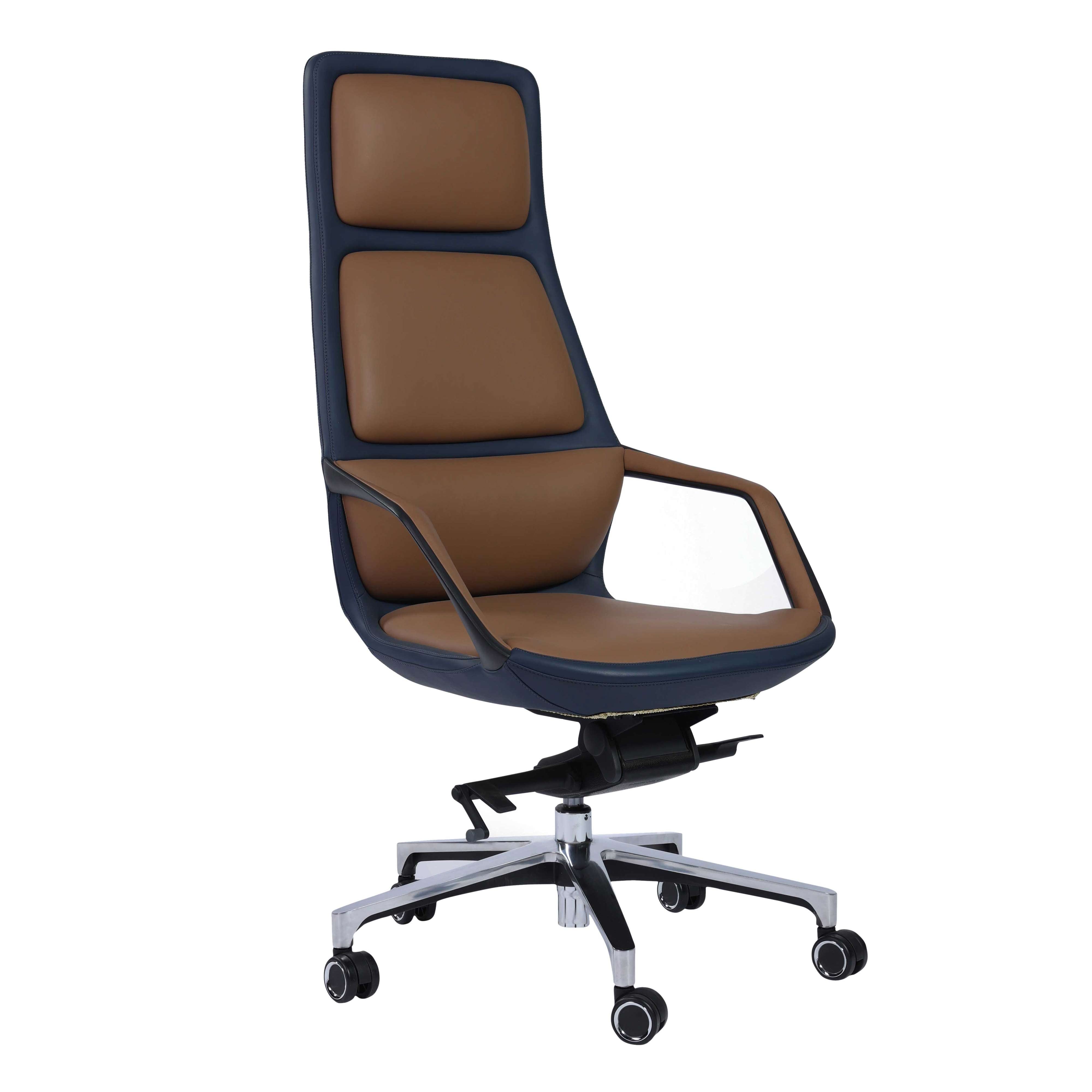 Iris High Back Executive Boss Chair with PVC Leather and Aluminium Base