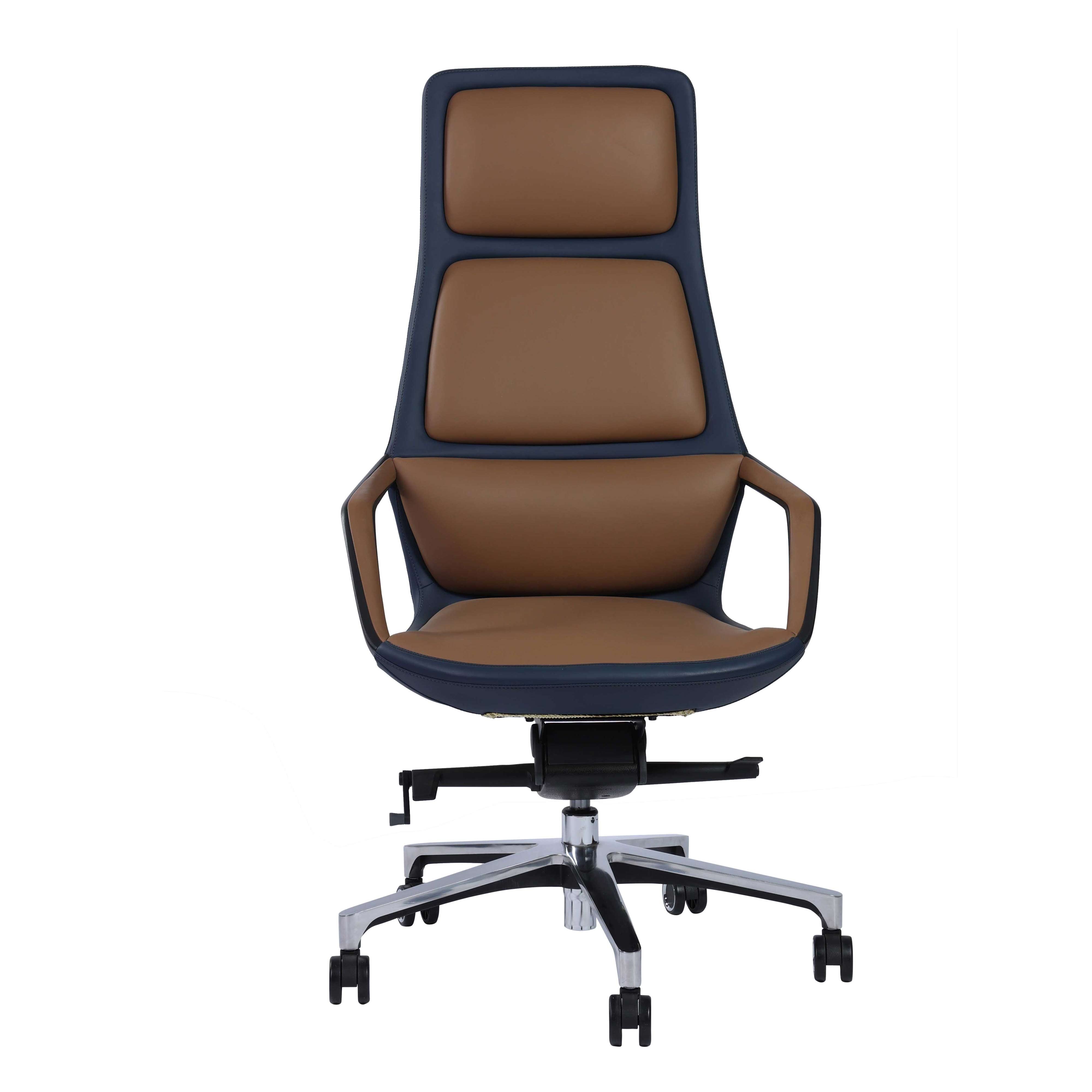 Iris High Back Executive Boss Chair with PVC Leather and Aluminium Base