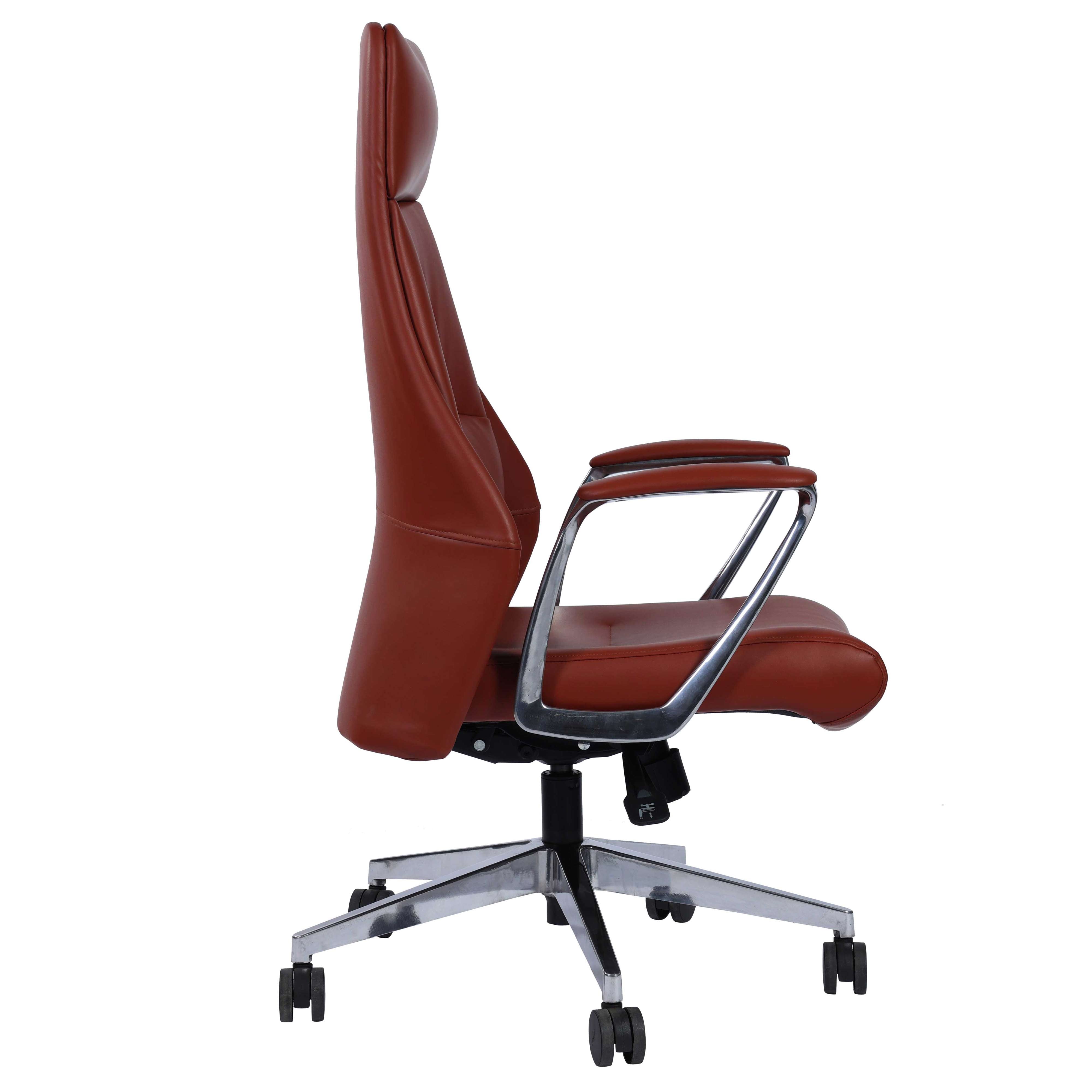 Augusto Executive Boss Chair PVC Leather Upholstered with Aluminium Base - Red