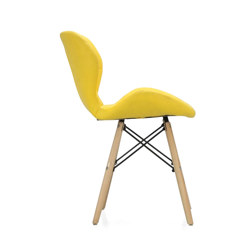 Diamond Leather Upholstered Dining Chair - Yellow Chair urbancart.in