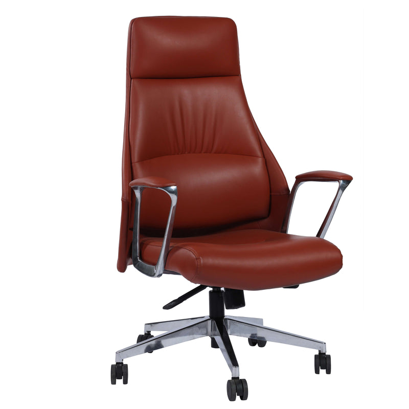 Augusto Executive Boss Chair PVC Leather Upholstered with Aluminium Base - Red