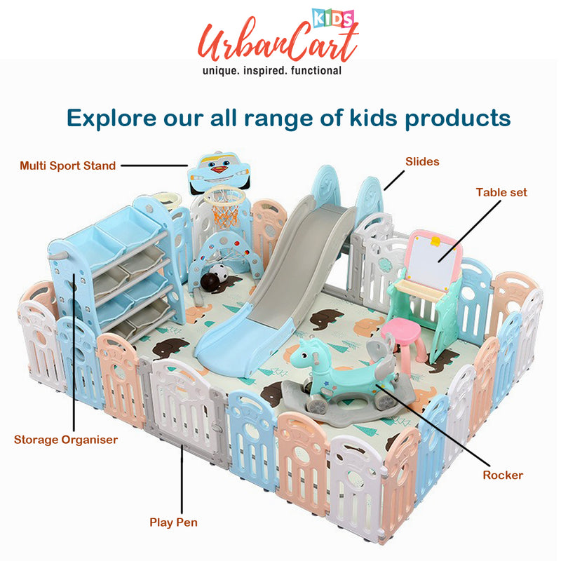 12 Panel Foldable Baby Playpen Yard Fence with Activity Wall. KIDS PLAYPEN urbancart.in