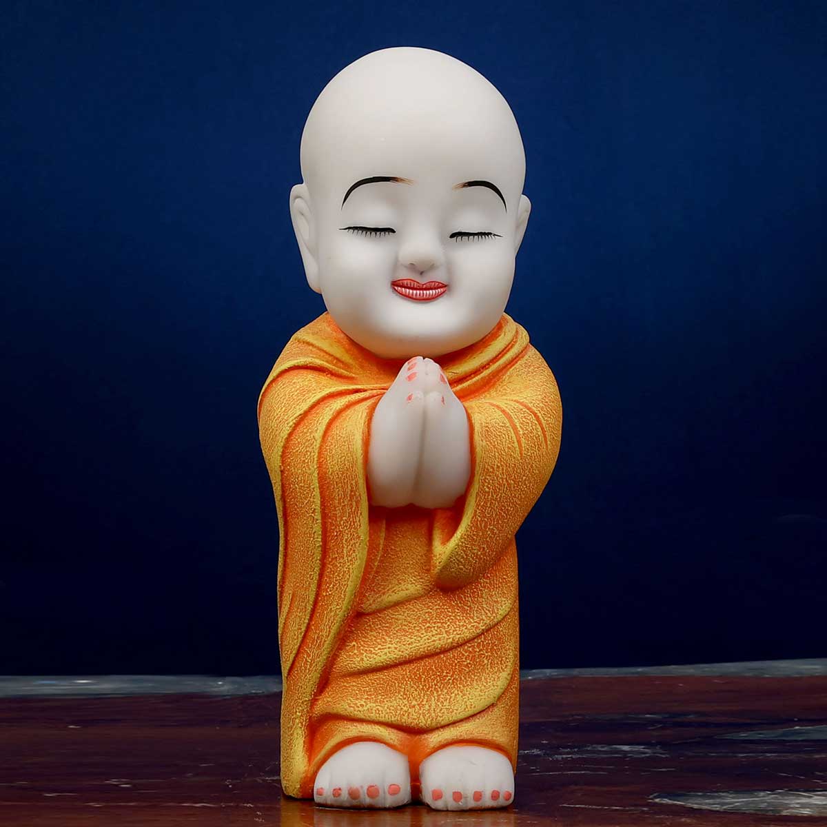 Lord Namaste Monk Made of Marble Dust - 7.5 x 9.5 x 22 Inch, 4 Kg