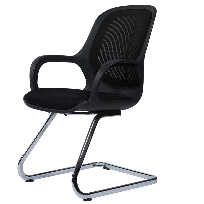 Devon Cantilevar Office Work Station Chair with Chrome Base - Black