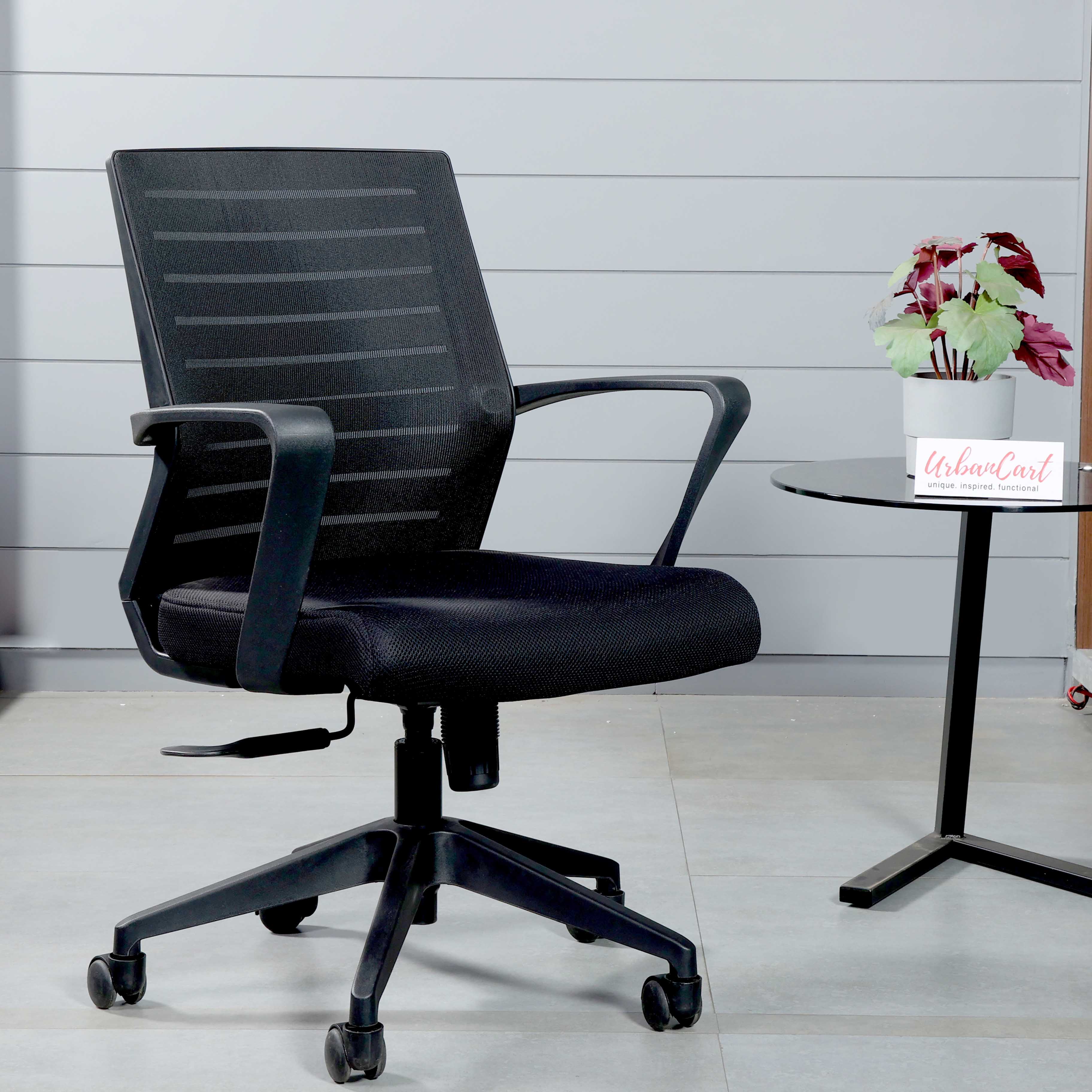 Elton Mid Back Ergonomic Office Chair -  Black