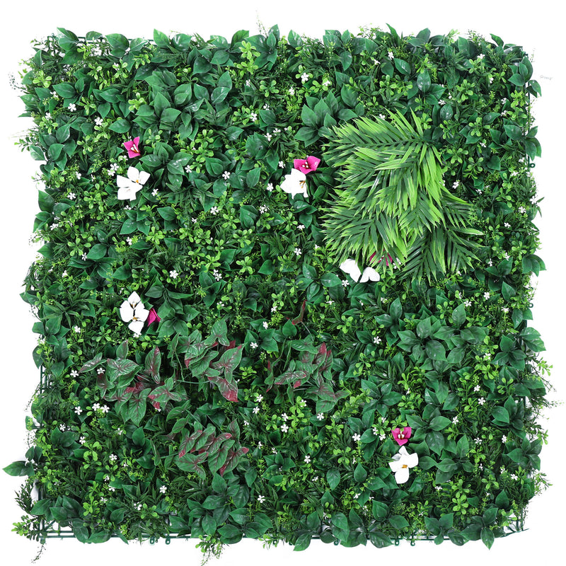 Pink and White Flowers with Mix Green Leaves Vertical Garden Wall Tile