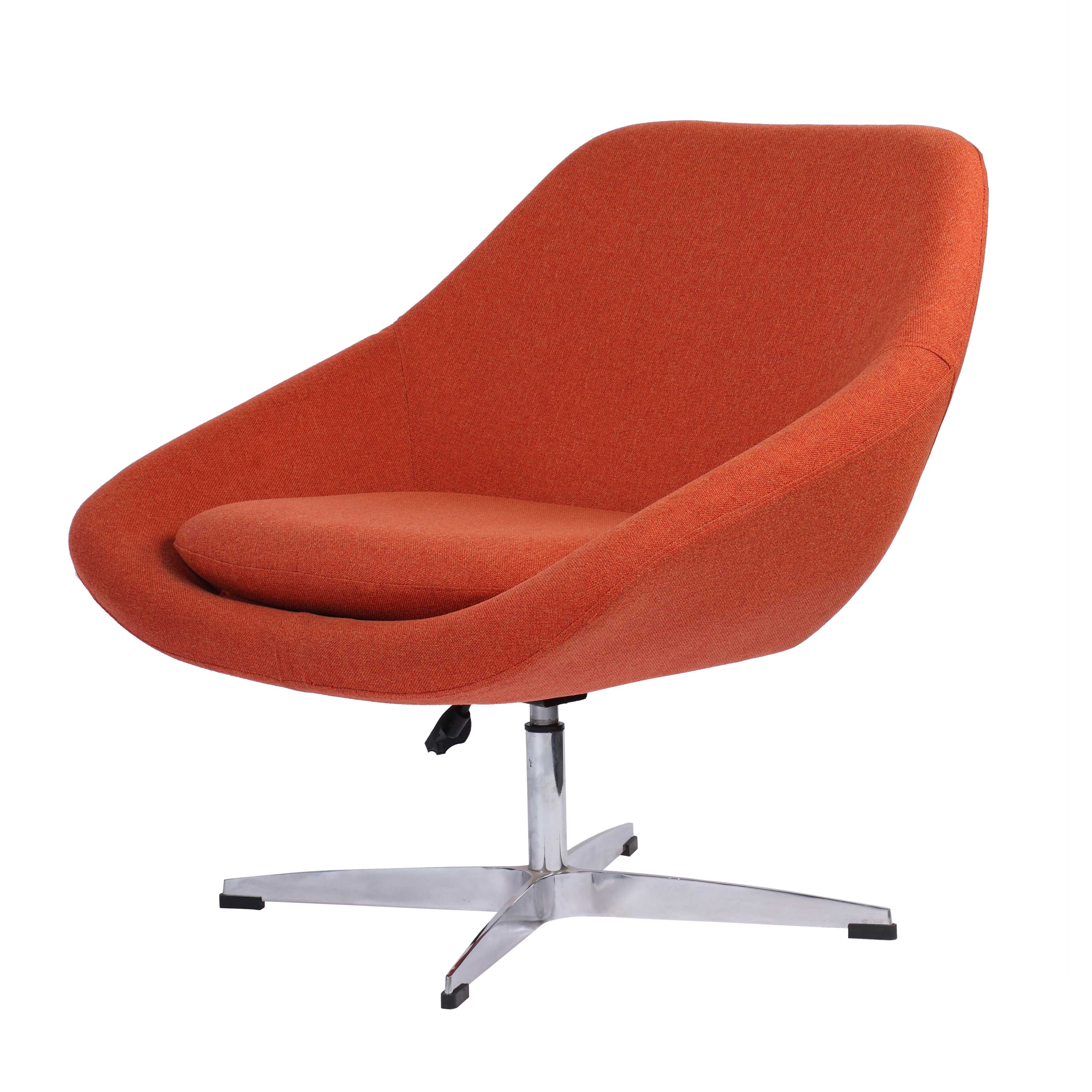 Eva Revolving Fabric Upholstered Lounge Chair with Aluminium Base - Orange Chair urbancart