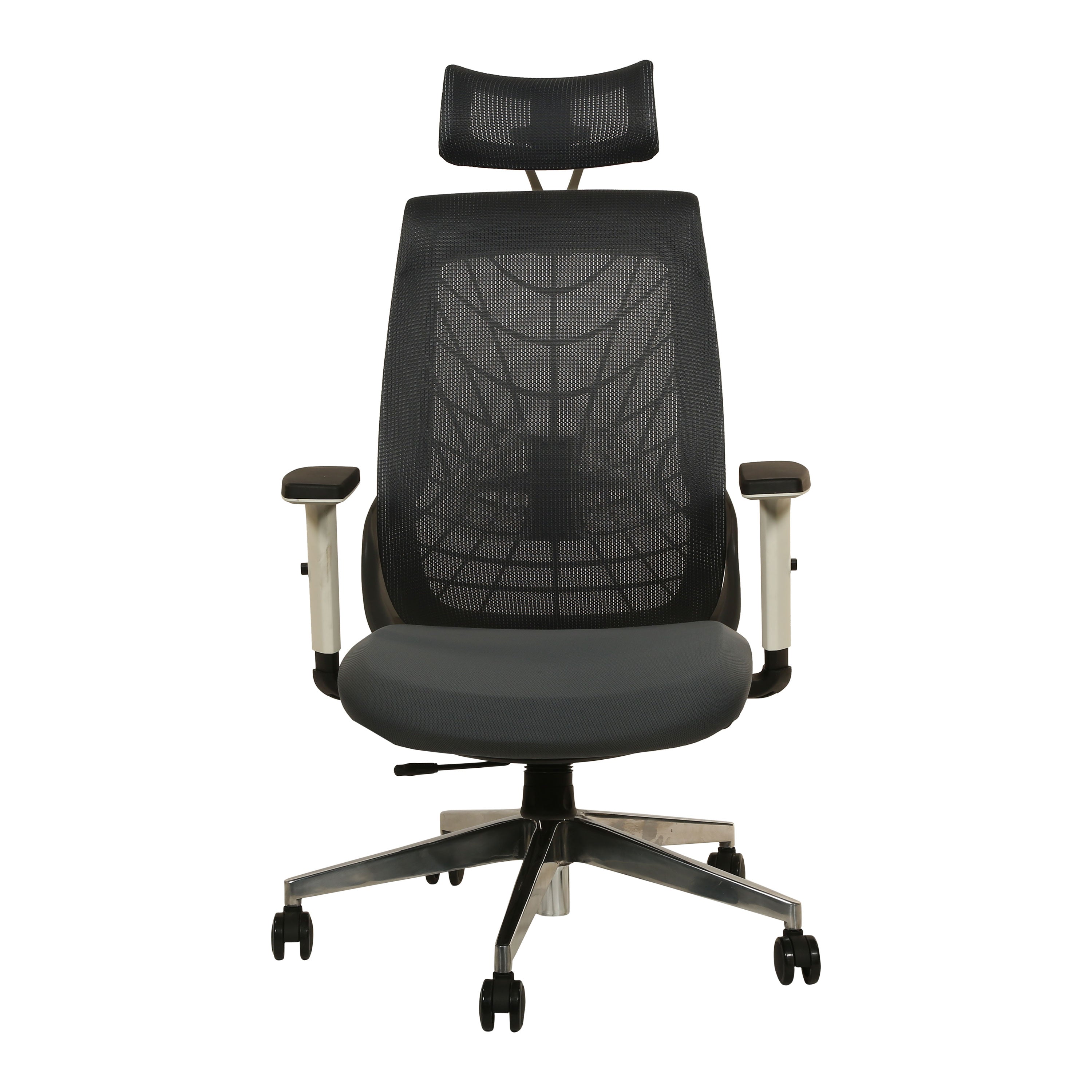 Spidy Executive Cusion High Back Office Chair with Aluminium Base - Grey