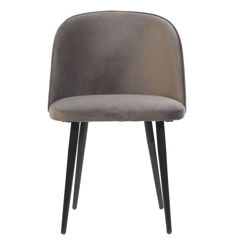 Grace Velvet Upholstered Dining Chair with Metal Legs- Grey