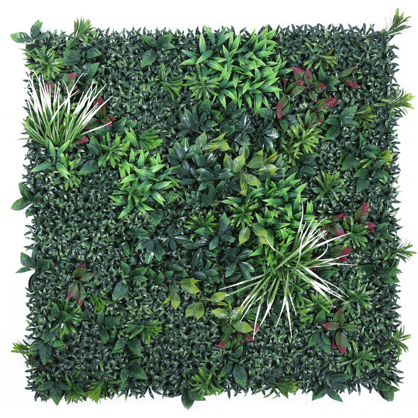 Multicolor Mix Leaves Artificial Vertical Green Wall Tile (Size: 100cm x 100cm, Pack of 1)