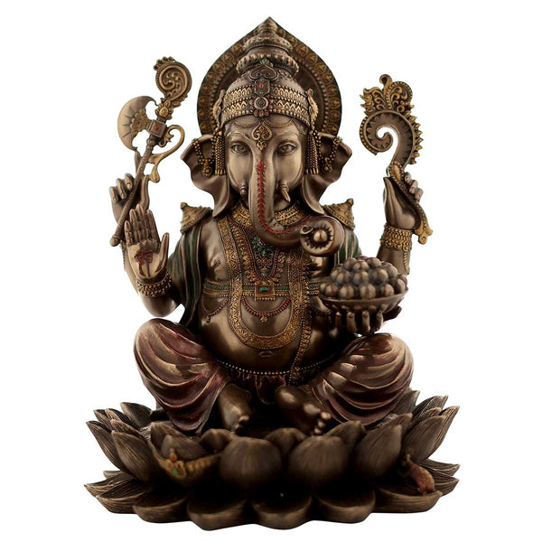 Lord Ganesha Idol made of Bronze Composite - 9 x 10 x 12 Inch, 2.9 Kg