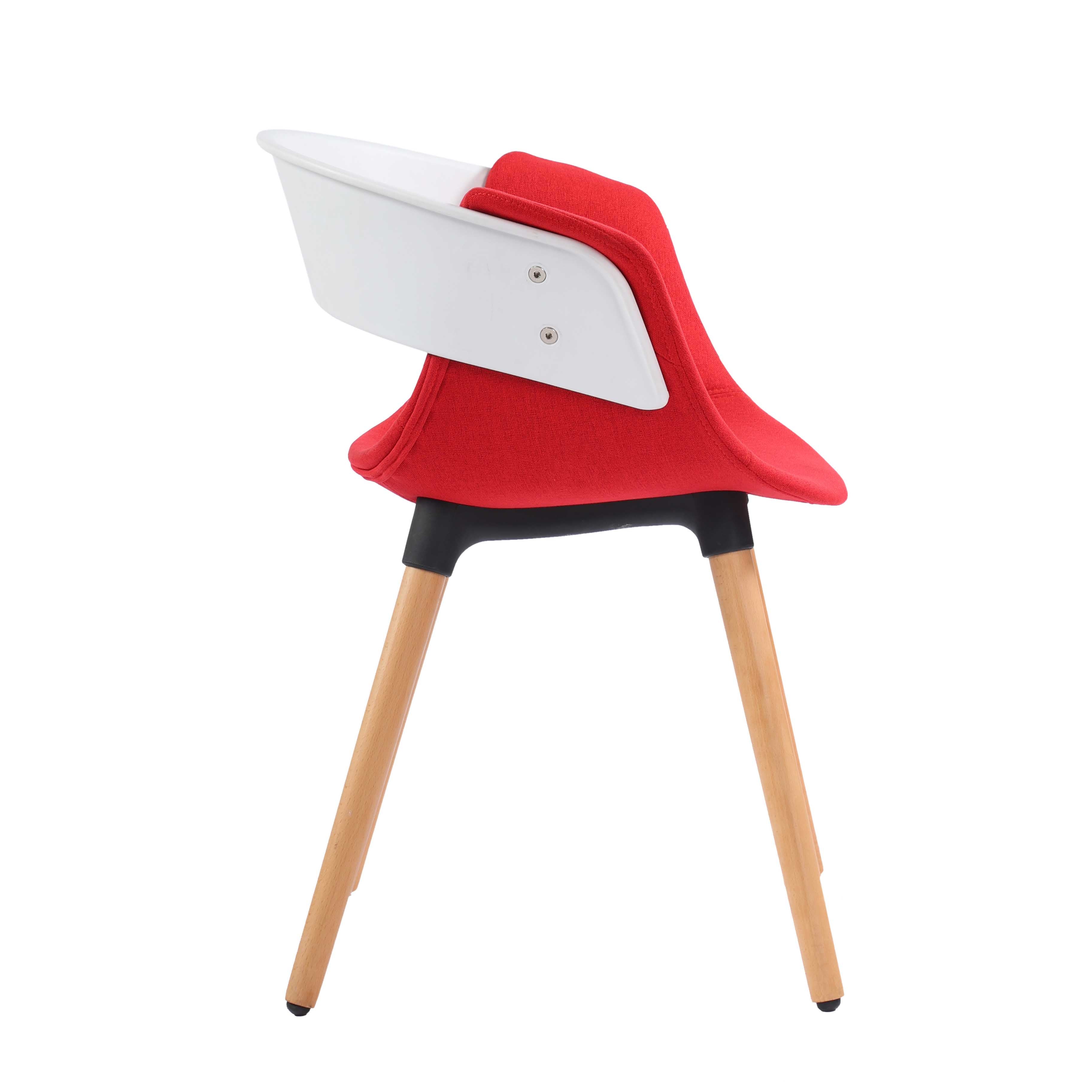 Casper Contemporary Armrest Cafe Chair with Wooden Legs - Red