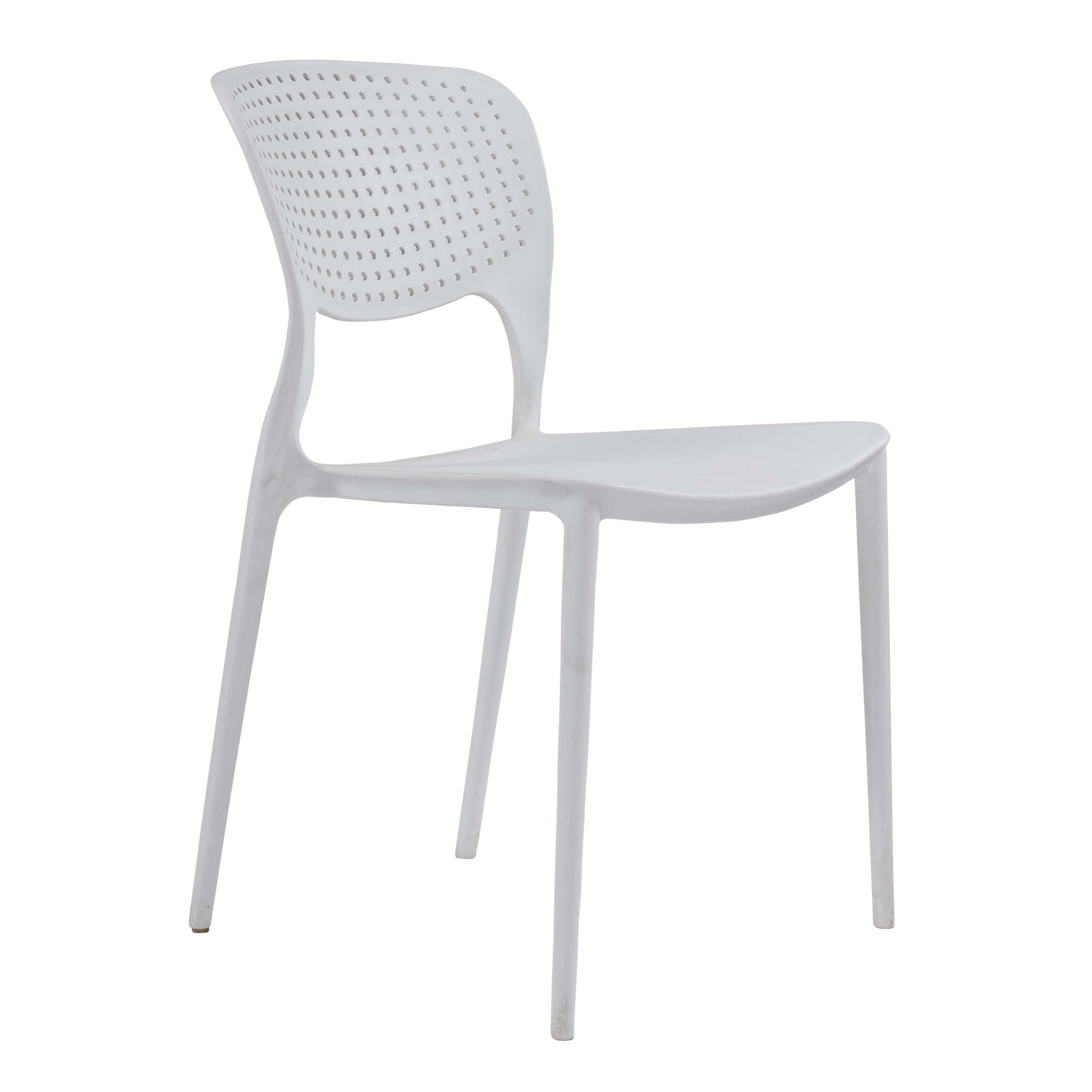 Kent Armless Heavy-Duty Plastic Dining Chair For Outdoor, Cafeteria, Balcony – White