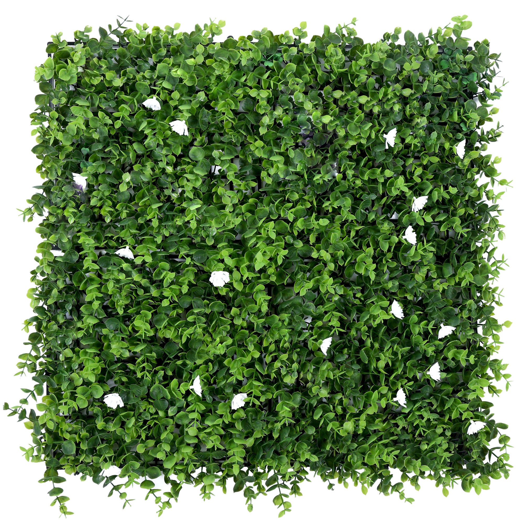 White Flowers Long Green Leaves Artificial Vertical Garden Wall Tile