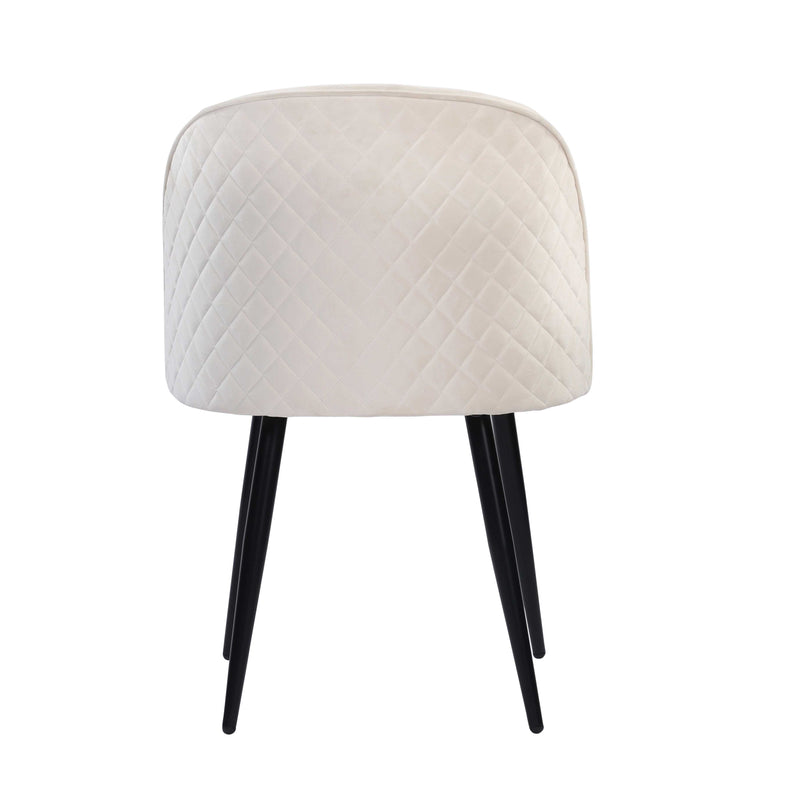 Grace Velvet Upholstered Dining Chair with Metal Legs- White