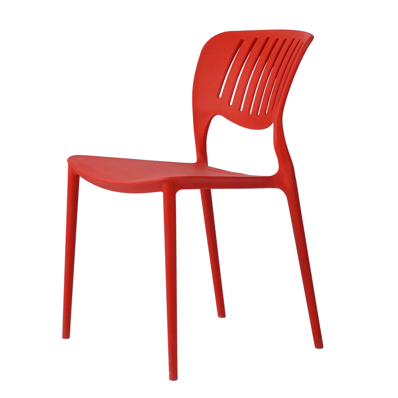 Rio Molded Plastic Shell Armless Hollow Out Chair  - Red