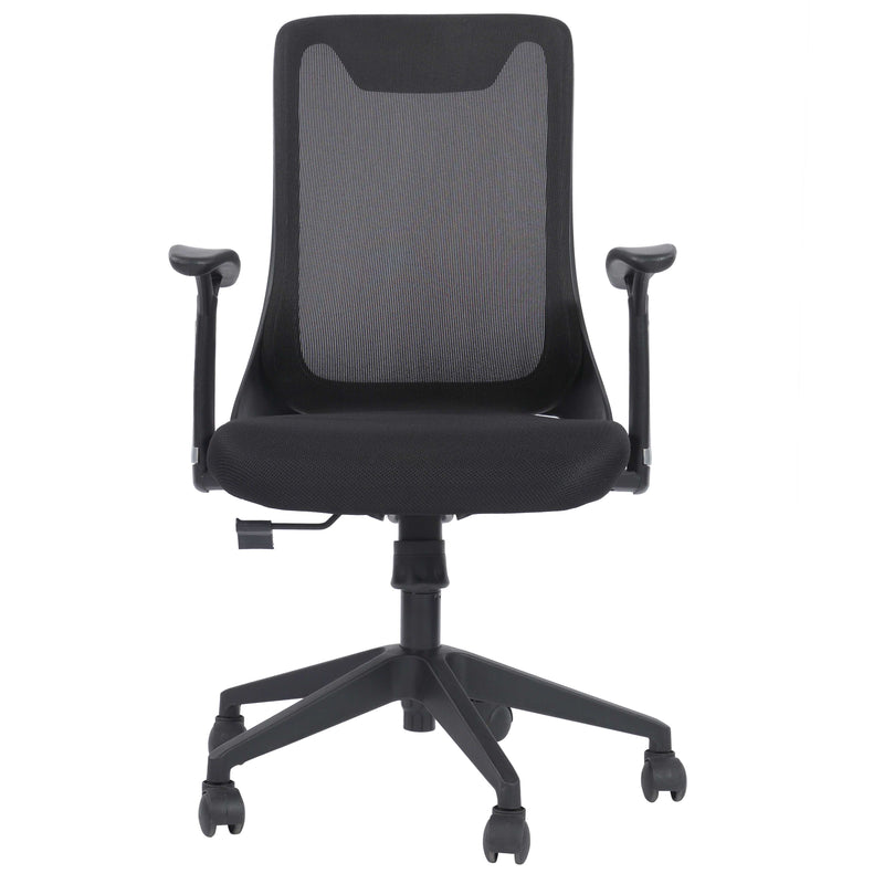 Ambros Armrest Office Workstation Chair with Nylon Base - Black