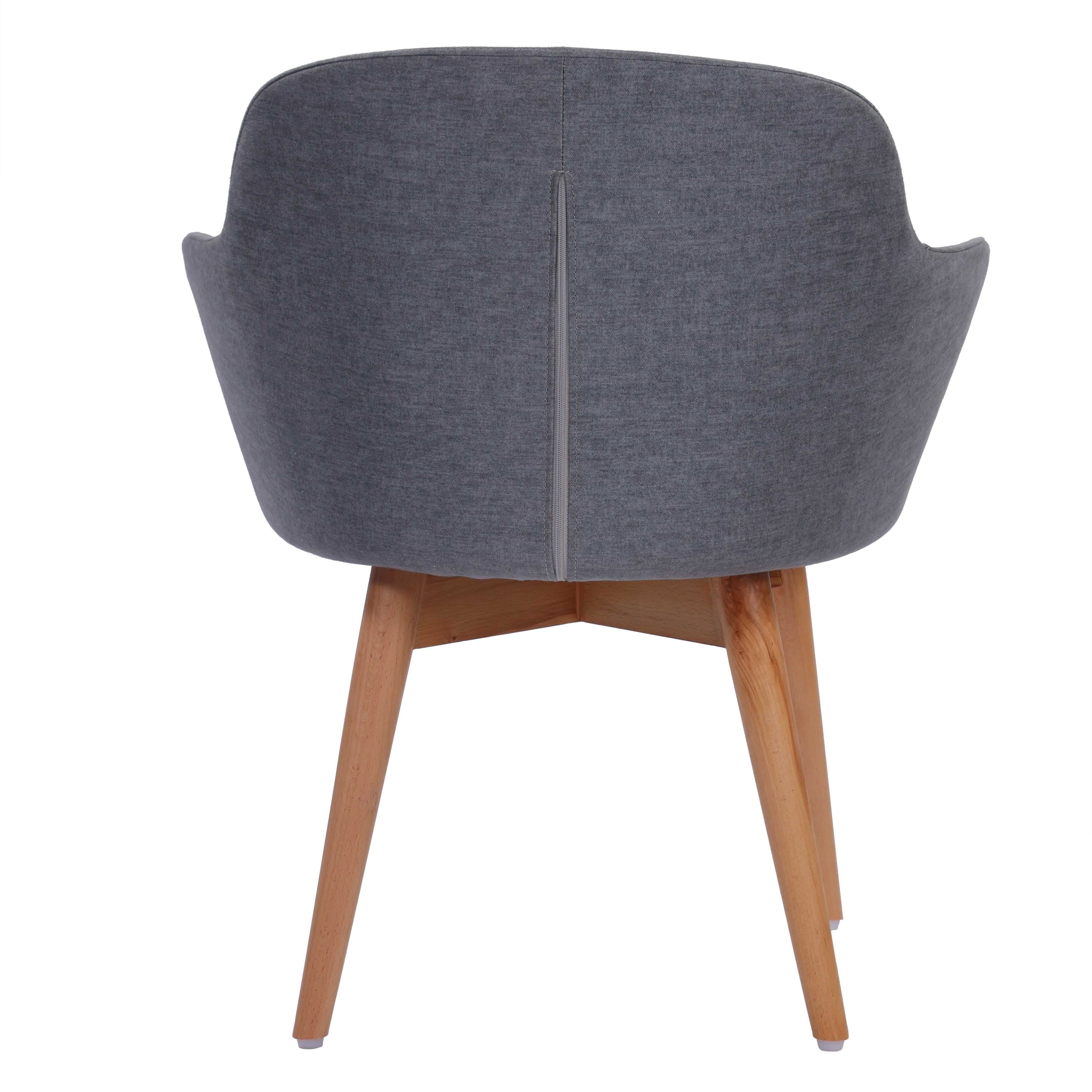 Elsa Living Dining Chair in Upholstered Fabric with Wooden Legs - Grey