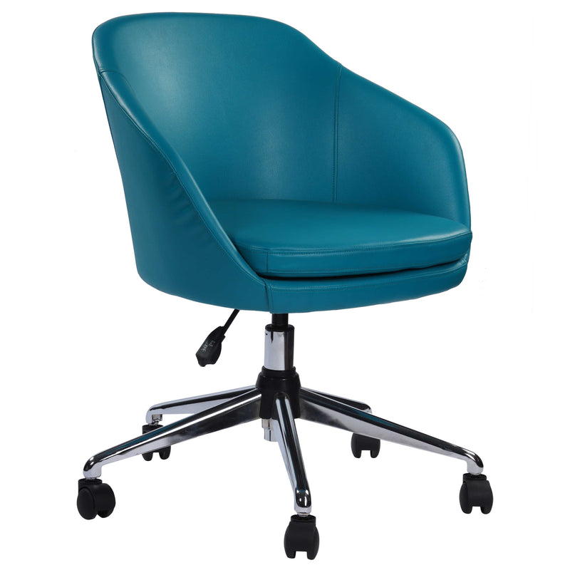 Erika Office Revolving Leather Upholstered Chair With Cusion - Blue