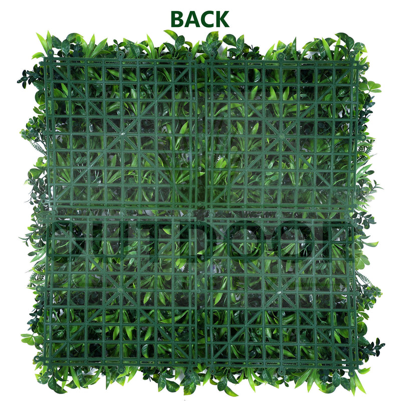 Mix Green Leaves with White Flowers Artificial Vertical Green Garden Wall Tile -back