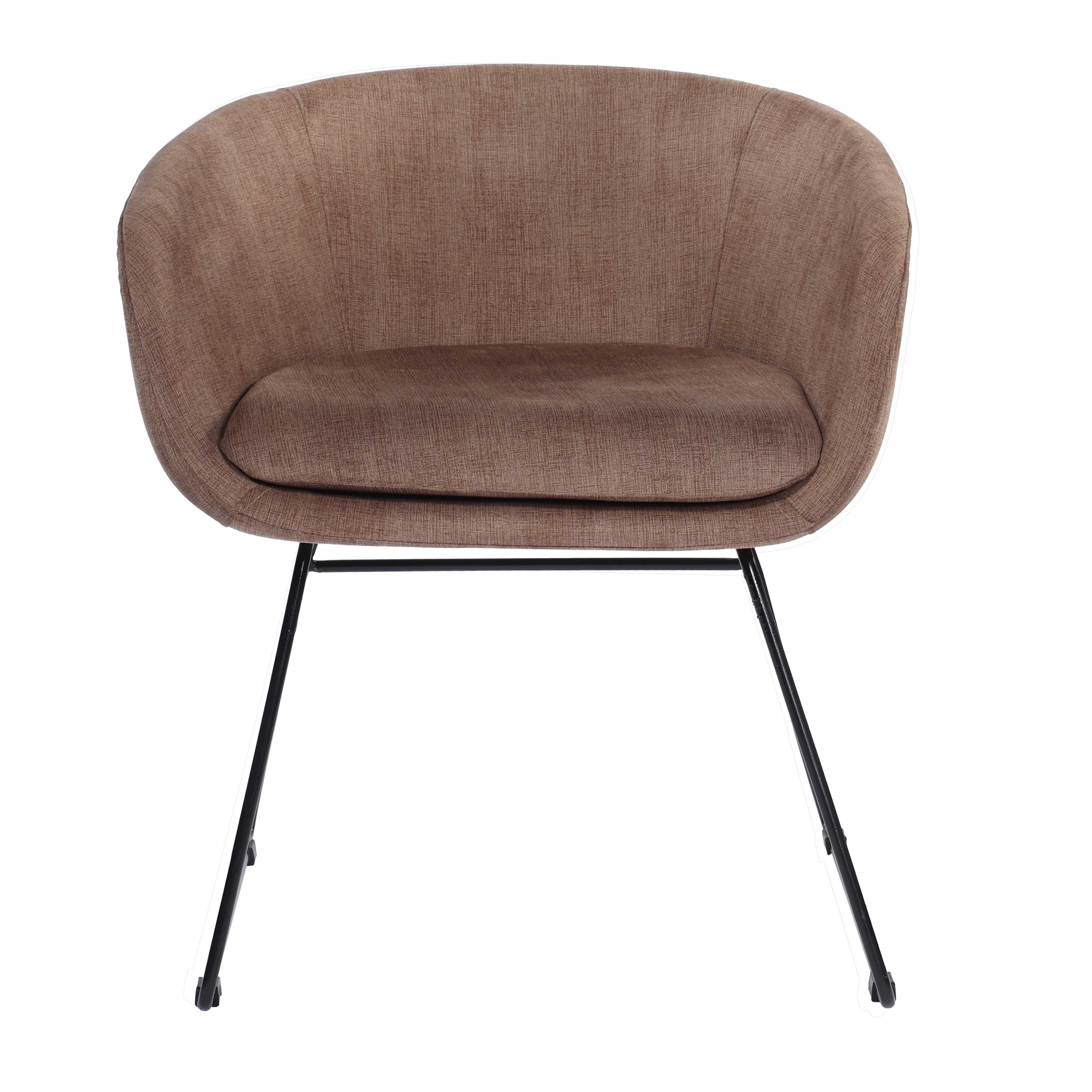 Emilia Fabric Lounge Armchair With Stainless Steel Legs - Brown