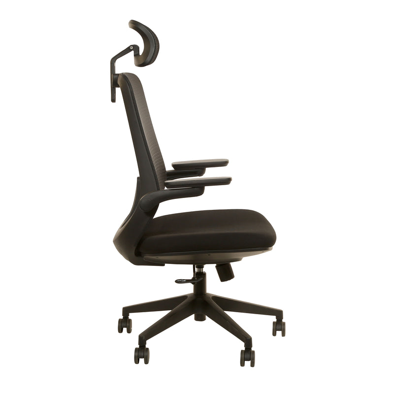 Madison High Back 2D Workstation Swivel Chair with Nylon Base - Black