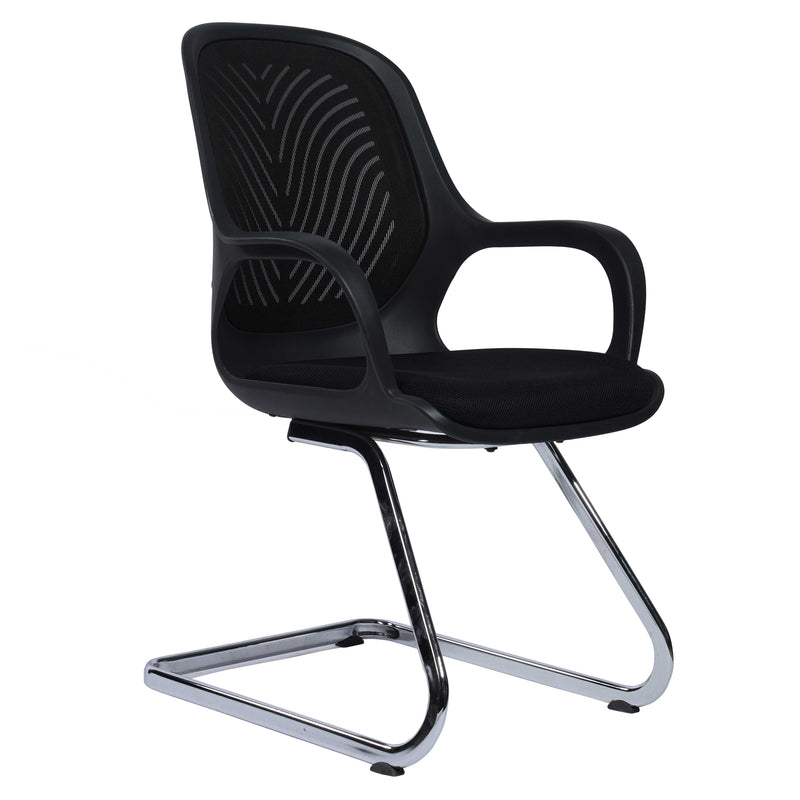 Devon Cantilevar Office Work Station Chair with Chrome Base - Black
