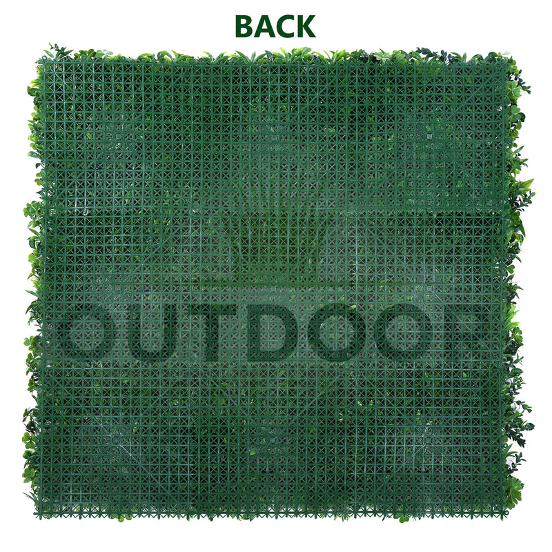 White Flower with Mixed Leaves Artificial Vertical Green Garden Wall Tile - Back