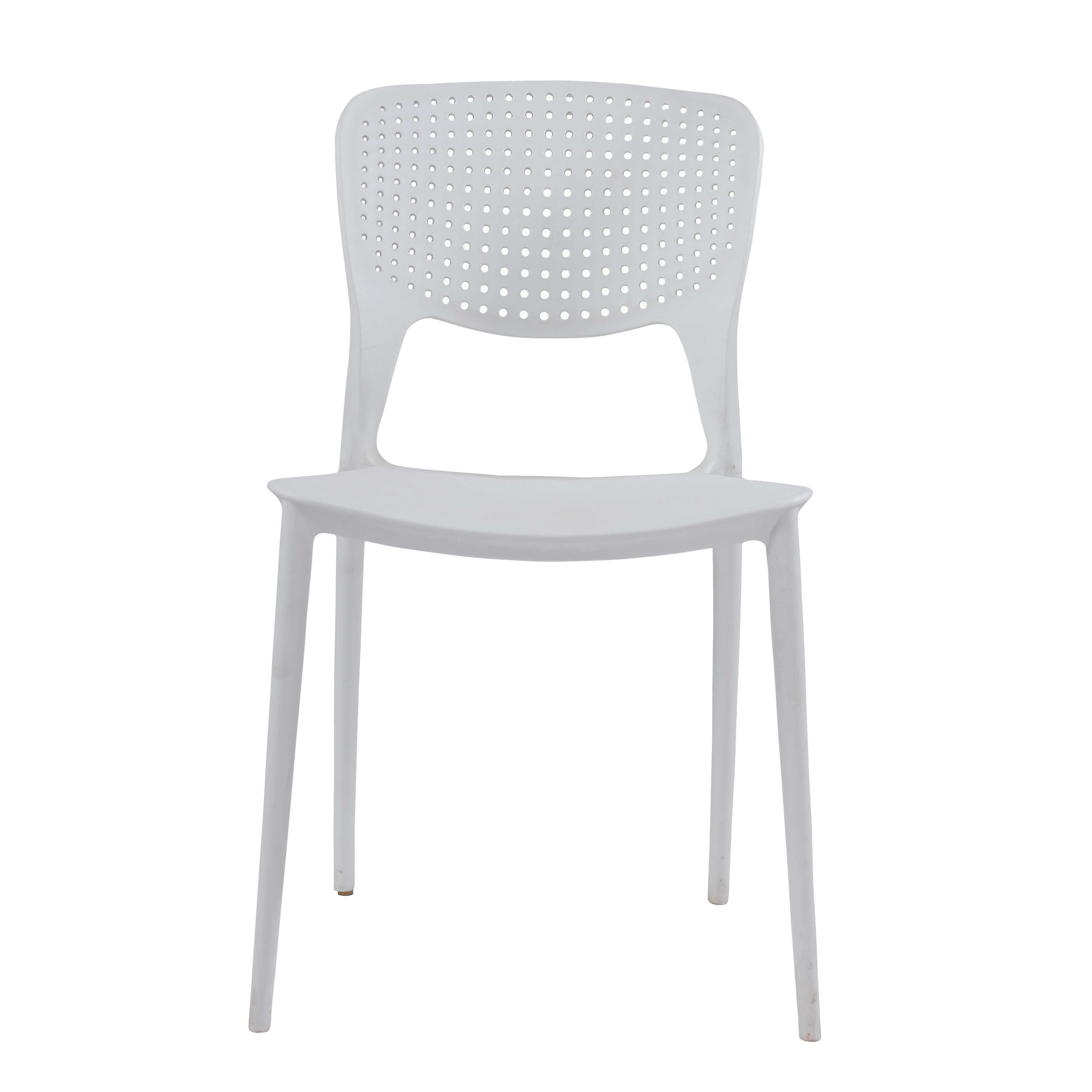 Kent Armless Heavy-Duty Plastic Dining Chair For Outdoor, Cafeteria, Balcony – White
