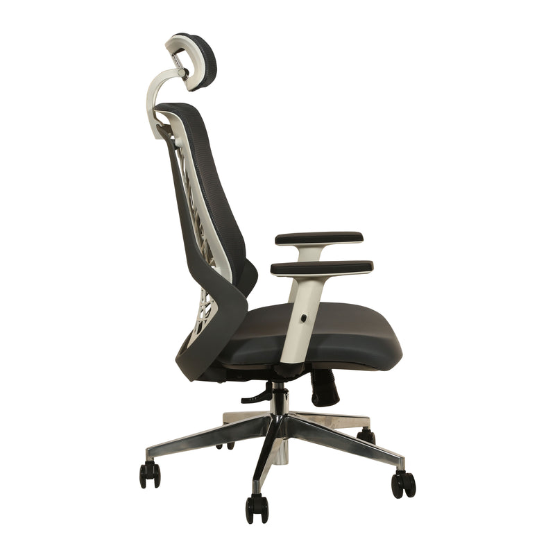 Spidy Executive Cusion High Back Office Chair with Aluminium Base - Grey