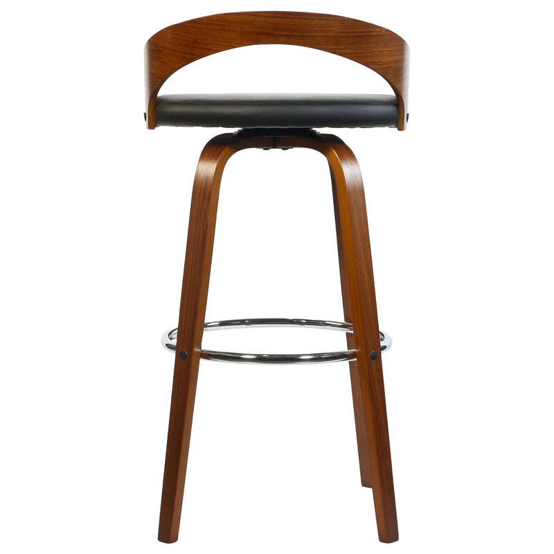 Teo Barstool With Unique Wooden Backrest, Leg And Leather Seat.