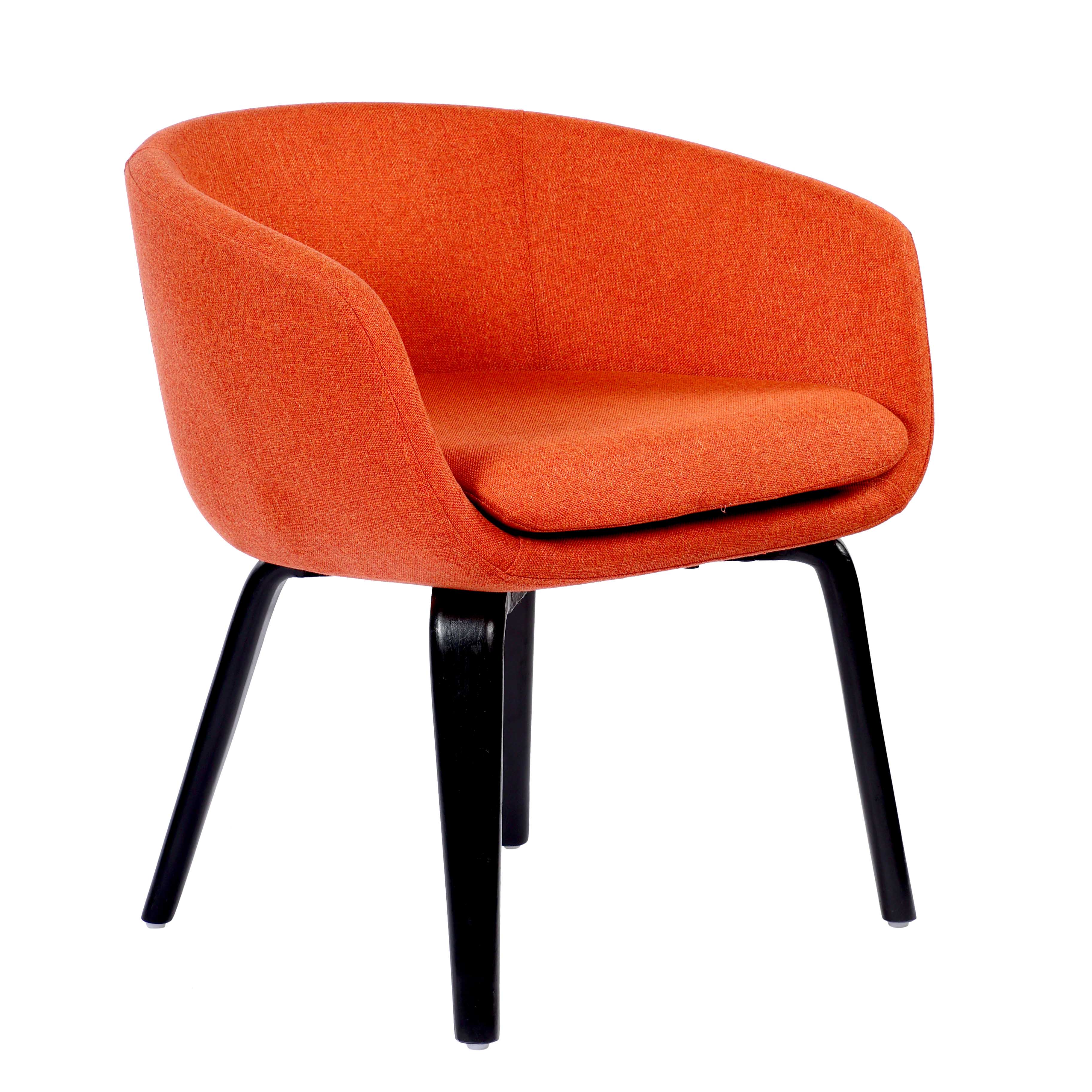 Emilia Modern Fabric Upholstered Lounge Chair With with Wooden Legs - Orange