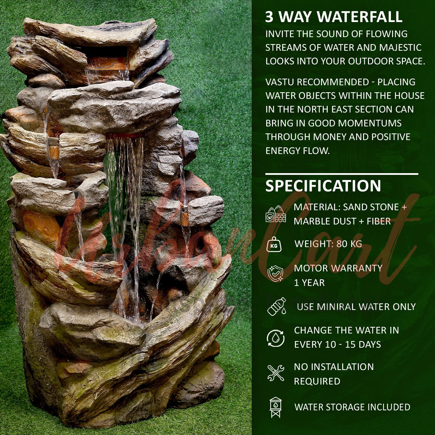 Three Way Waterfall Water Fountain
