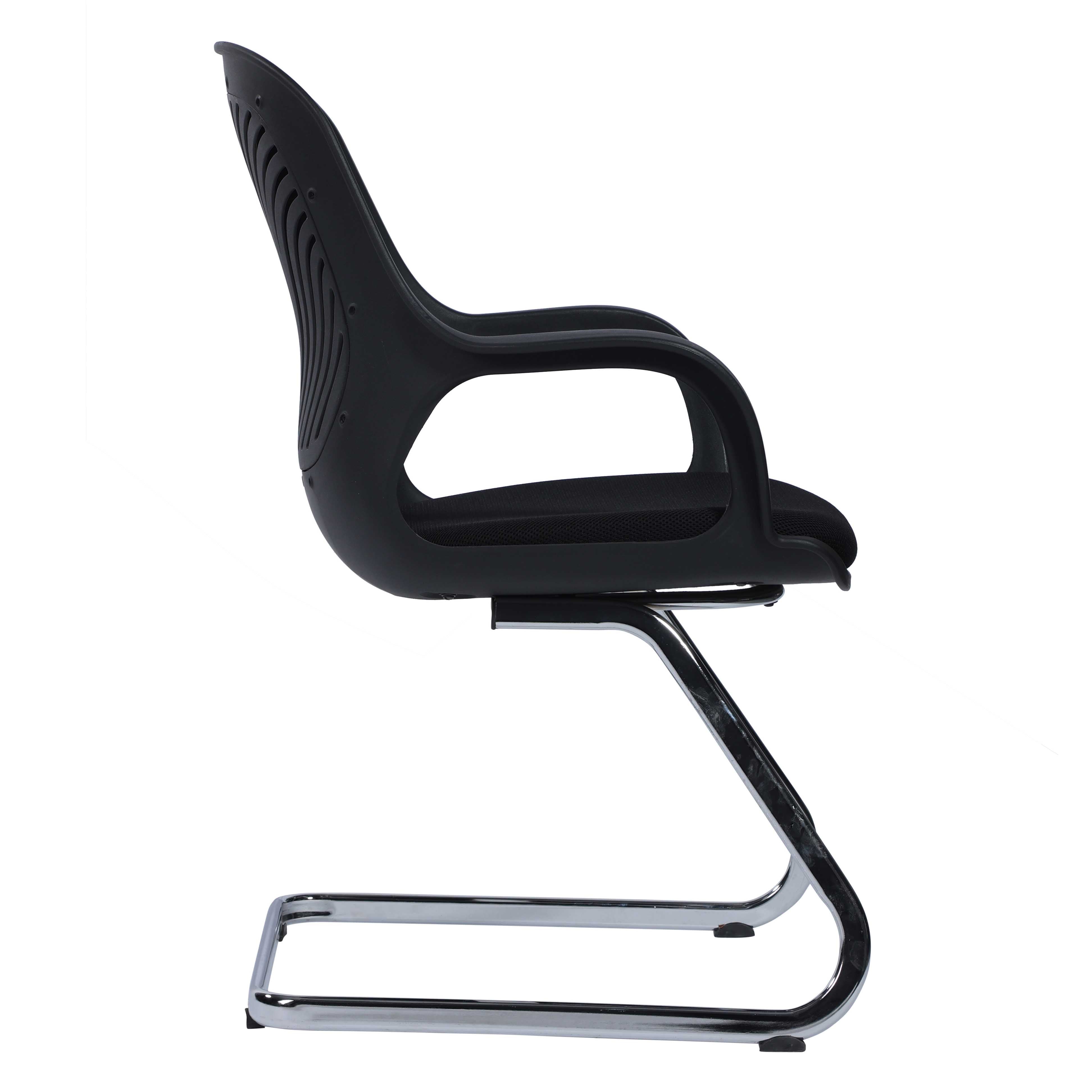 Devon Cantilevar Office Work Station Chair with Chrome Base - Black