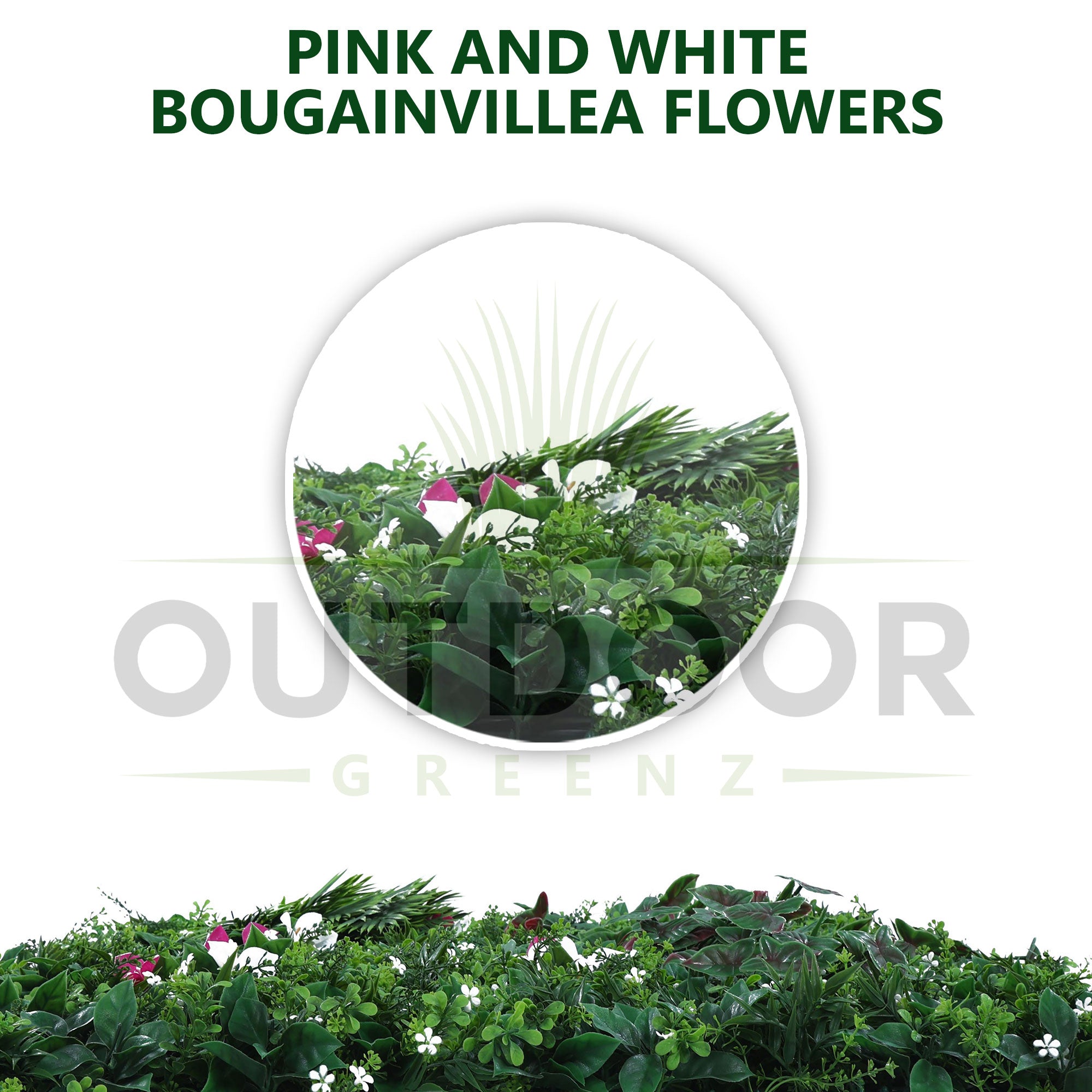 Pink and White Flowers with Mix Green Leaves Vertical Garden Wall Tile - Details