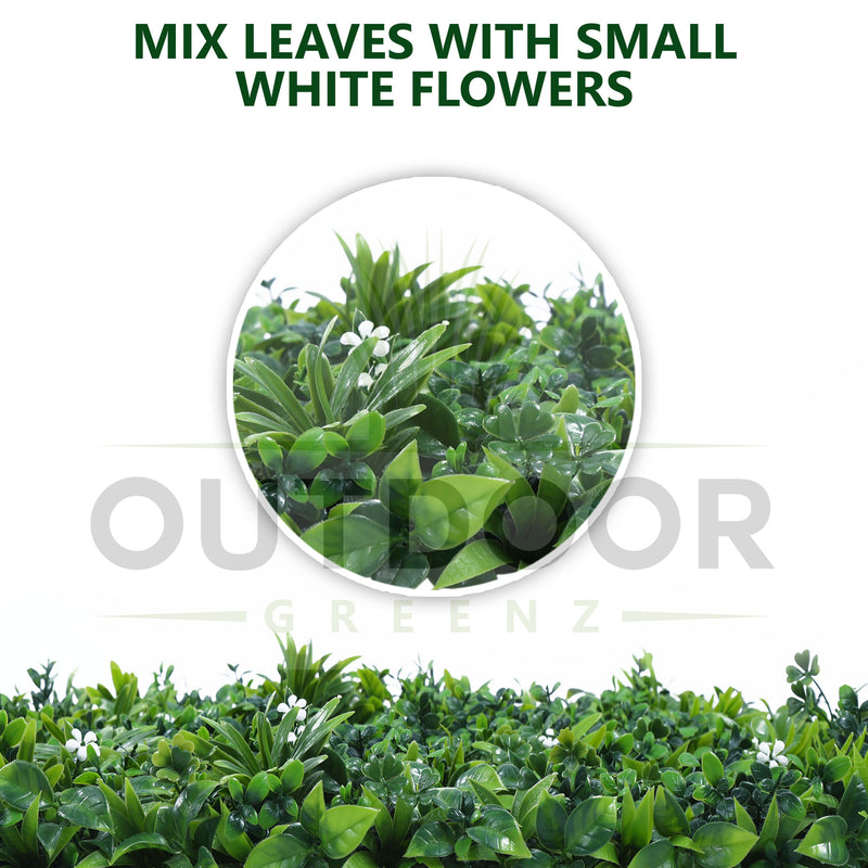 Mix Green Leaves with White Flowers Artificial Vertical Garden feature