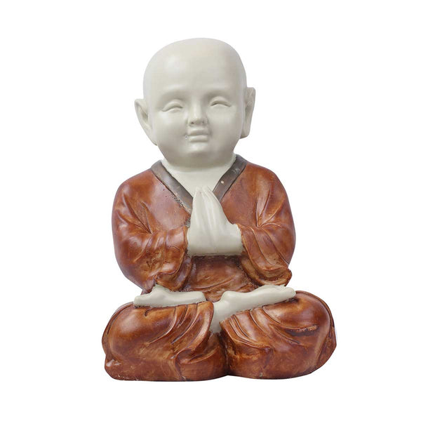 Lord Namaste Monk Sitting Made of Marble Dust - 2.5 x 3.8 x 11 Inch, 1 Kg