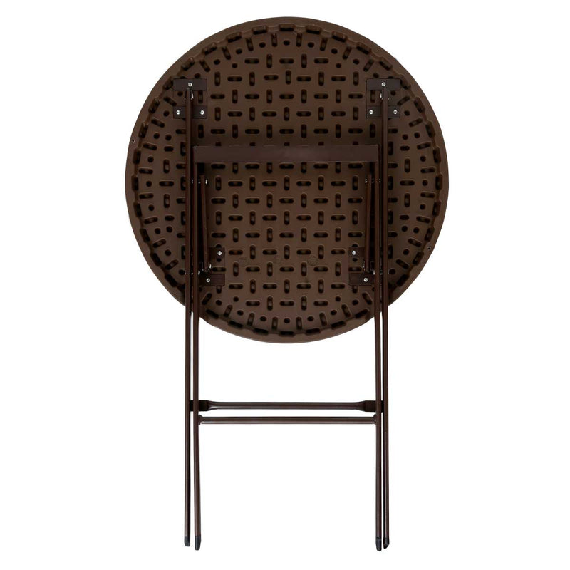 60cm*60cm Round Portable Folding HDPE Outdoor Picnic Garden Table - Brown