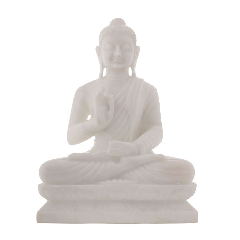 Lord Buddha Sitting Asana Made of Makrana Marble- 13 x 10 x 19 Inch, 25 Kg