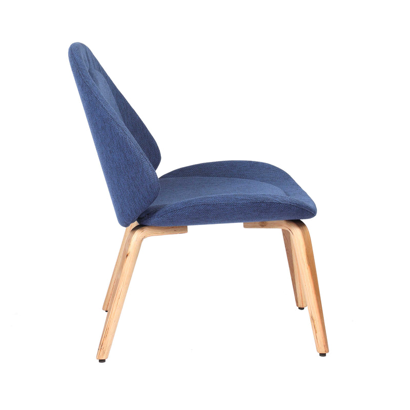 Zoe Comfortable Lounge Chair With Solid Wooden Legs - Blue