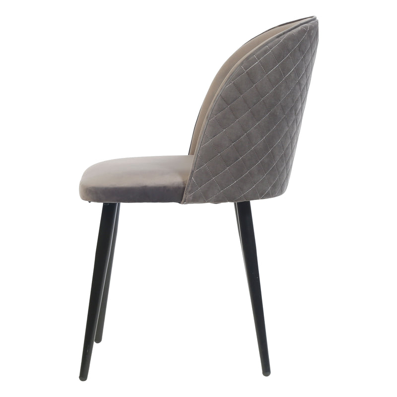 Grace Velvet Upholstered Dining Chair with Metal Legs- Grey