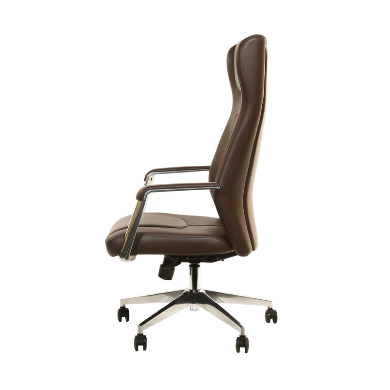 Phoenix Boss Leather Office Chair with Aluminium Base - Brown