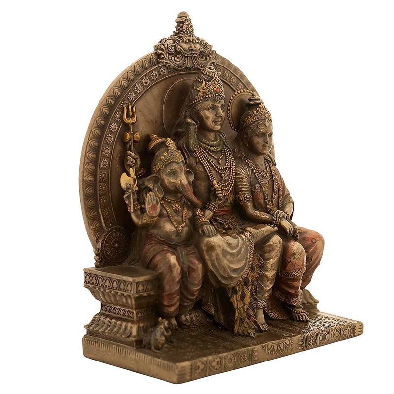 Lord Shiva with Ganesha and Parvati Family Statue - 6.5 x 3.5 x 8 inch, 1.5 kg