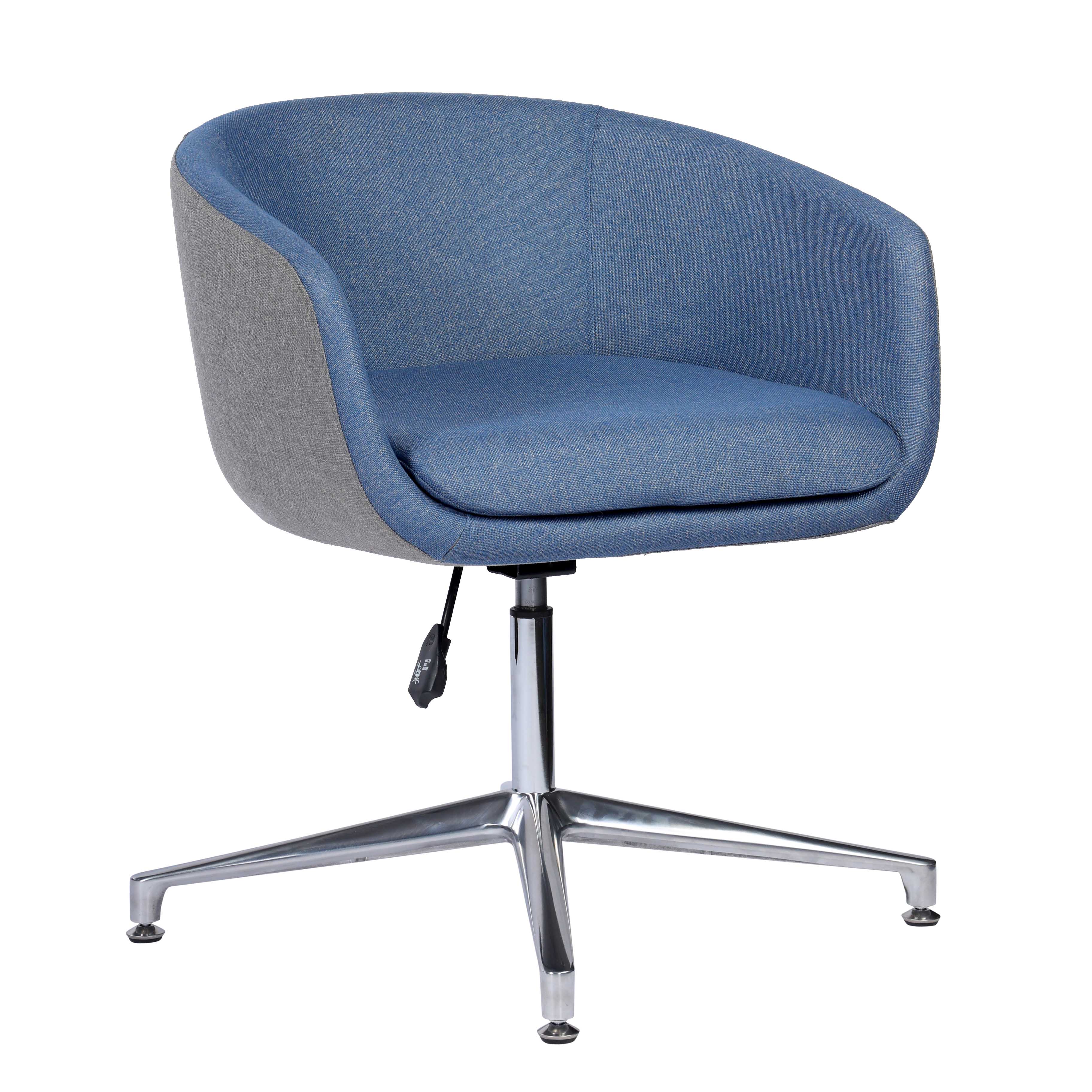 Emilia Modern Upholstered Adjustable Office Chair With Aluminum Base - Blue